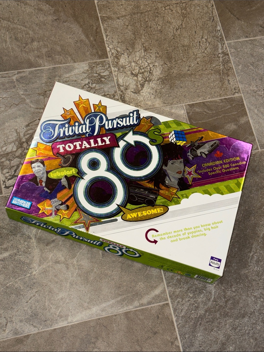 Trivial Pursuit Totally 80s Board Game - Colorful Retro Box